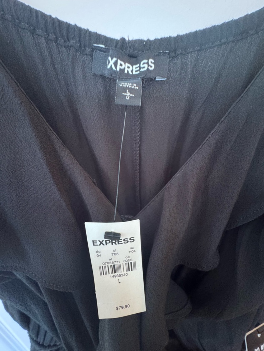 Express Black Cold-Shoulder Ruffle Maxi Dress - Picture 5 of 6